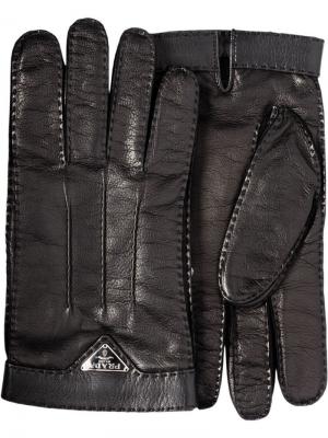 Перчатки с декоративной строчкой Prada. Цвет: черный