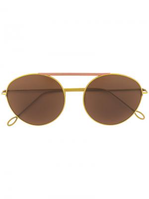 Солнцезащитные очки-авиаторы Delirious. Цвет: желтый