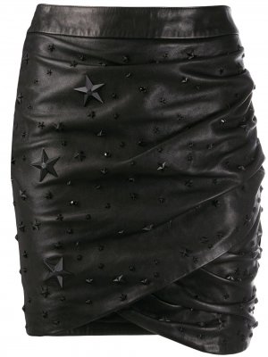 Байкерская юбка с заклепками Philipp Plein. Цвет: черный