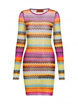 Мини-платье с длинными рукавами и зигзагом , разноцветный Missoni