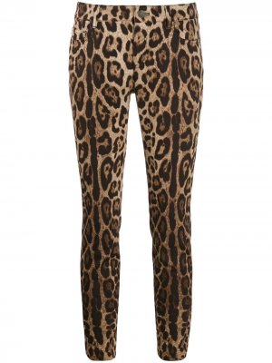 Укороченные джинсы с леопардовым принтом Dolce & Gabbana. Цвет: бежевый