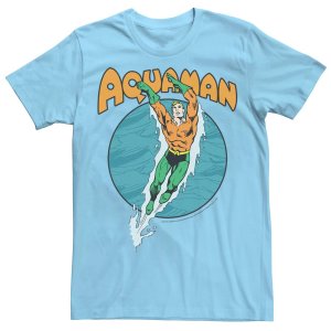Мужская футболка для плавания и танцев Аквамен , светло-синий DC Comics