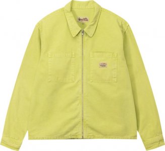 Рубашка Washed Canvas Zip Shirt 'Lime', желтый Stussy