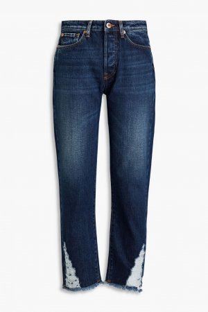 Потертые джинсы-бойфренды, темный деним 3x1