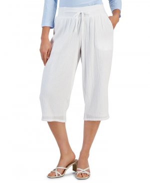 Укороченные марлевые брюки Petite, белый Jm Collection