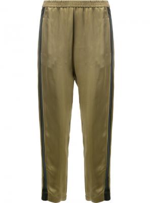 Укороченные брюки с полосками по бокам Ilaria Nistri. Цвет: зелёный