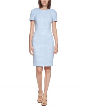 Женское твидовое платье-футляр с короткими рукавами , мульти Calvin Klein