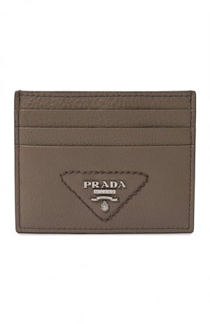 Кожаный футляр для кредитных карт Prada. Цвет: коричневый