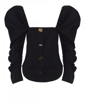 Хлопковая блуза Rejina Pyo. Цвет: черный