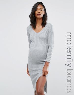 Облегающее платье миди для беременных Missguided Maternity. Цвет: серый