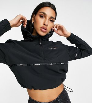 Черный укороченный спортивный топ с тесьмой tech ellesse