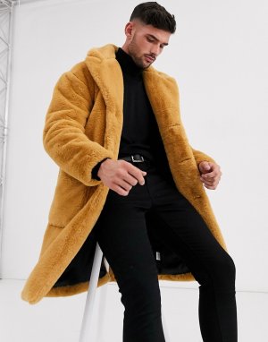 Oversize-пальто из искусcтвенного меха -Коричневый Aray