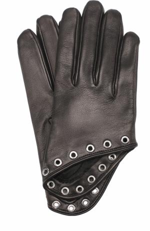 Кожаные перчатки с металлическими люверсами Alexander McQueen. Цвет: черный