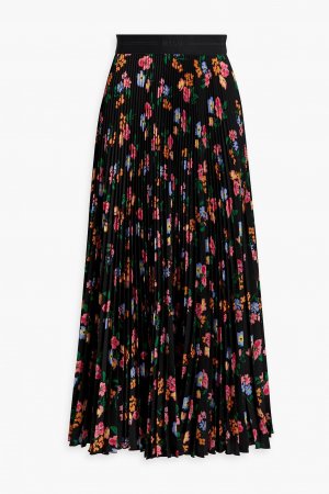 Плиссированная юбка миди из крепдешина с цветочным принтом , черный MSGM