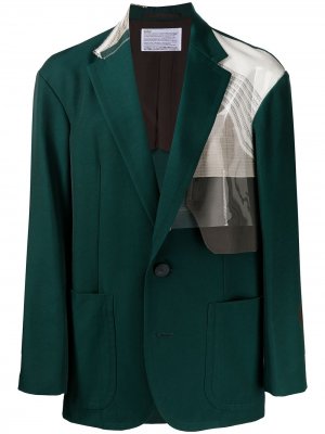Однобортный пиджак с нашивкой Kolor. Цвет: зеленый