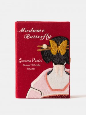 Клатч-книжка с вышивкой madame butterfly , красный Olympia Le-Tan