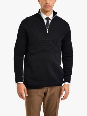 Джемпер-пуловер с полумолнией SELECTED HOMME, черный