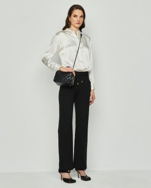 Однотонные женские прямые брюки с резинкой на талии , черный Mirto. Цвет: черный
