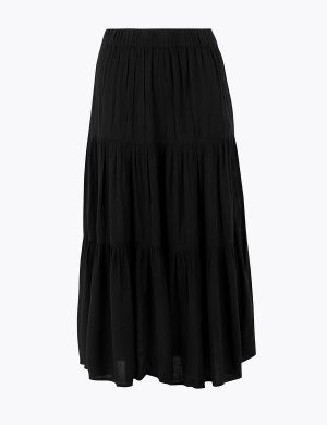 Многоуровневая юбка-миди, Marks&Spencer Marks & Spencer. Цвет: черный