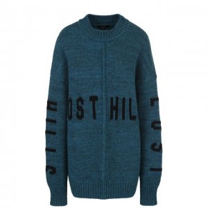 Удлиненный шерстяной пуловер свободного кроя Yeezy. Цвет: синий