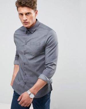 Эластичная джинсовая рубашка зауженного кроя Burton Menswear. Цвет: черный
