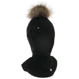 Шапка-шлем для девочки Ландора, цвет черный, размер 50-52 mialt. Цвет: черный