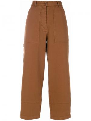 Укороченные брюки с высокой талией 8pm. Цвет: коричневый