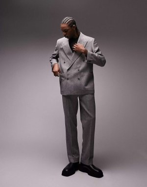 Серый шерстяной пиджак свободного кроя Premium Limited Edition Topman