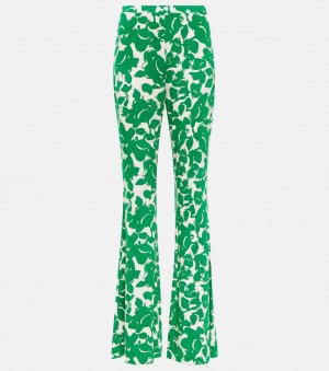 Расклешенные брюки с принтом Brooklyn DIANE VON FURSTENBERG, зеленый Furstenberg