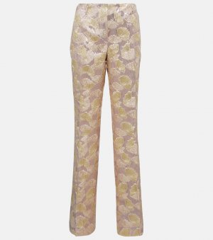 Расклешенные брюки из жаккардовой ткани ламе , золото Dries Van Noten