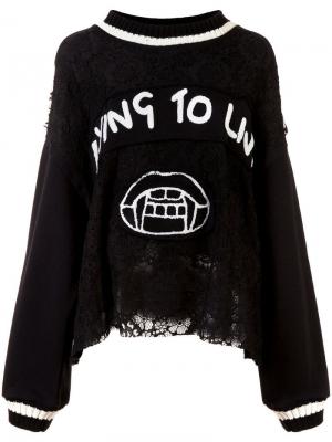 Dying to live patch sweater Haculla. Цвет: черный
