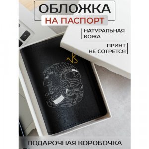 Обложка для паспорта , черный, белый RUSSIAN HandMade. Цвет: черный/черный-зеленый