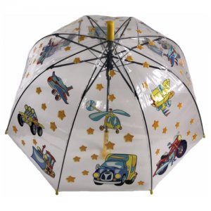 Зонт - трость прозрачный/ Детский зонтик от дождя , полуавтомат, складной, арт. С-538, жёлтый GALAXY. Цвет: желтый