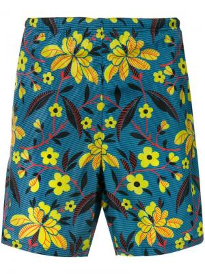 Пляжные шорты с цветочным узором Prada. Цвет: синий