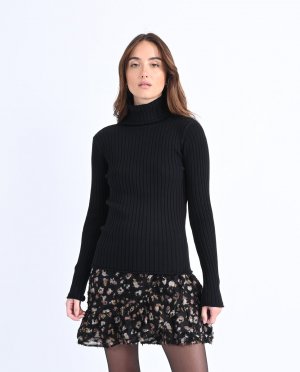 Женский свитер с высоким воротником и длинными рукавами , черный Molly Bracken. Цвет: черный