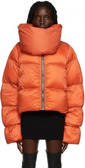 Оранжевое пуховое пальто Strobe Rick Owens