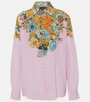 Шелковая рубашка с цветочным принтом, розовый Etro