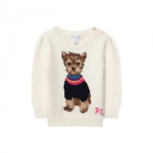 Хлопковый пуловер Ralph Lauren. Цвет: белый