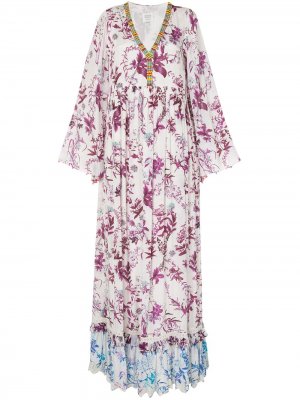 Платье макси с цветочным принтом Hemant And Nandita. Цвет: фиолетовый