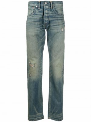 Ripped straight-leg jeans Ralph Lauren RRL. Цвет: синий