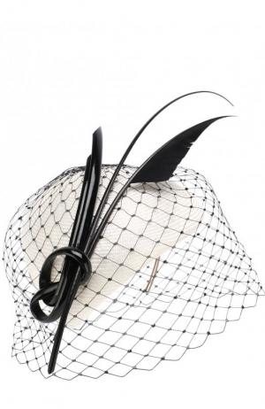 Соломенная шляпа с декоративной сеточкой Philip Treacy. Цвет: черно-белый