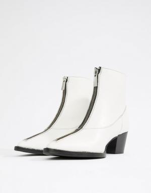Кожаные ботинки с заклепками и молниями -Белый Gestuz