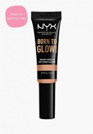 Консилер Nyx Professional Makeup Born To Glow Radiant Concealer с эффектом сияния, оттенок 7.5, Sft Beige, 5,3 мл. Цвет: бежевый
