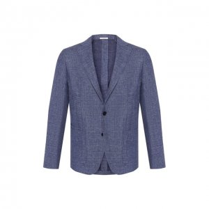 Пиджак из смеси шерсти и льна Luciano Barbera. Цвет: синий