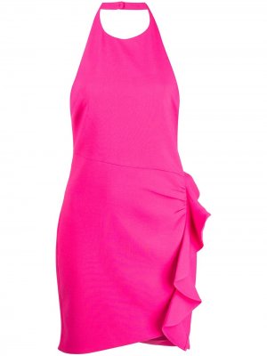 Платье мини с оборками и вырезом халтер Likely. Цвет: розовый