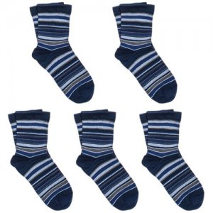 Комплект из 5 пар детских носков LORENZLine темно-синие, размер 18-20. Цвет: синий