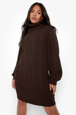 Трикотажное платье-свитер plus recycled , шоколадный Boohoo