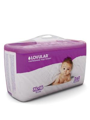 Подгузники детские LOVULAR XL, 13+ кг. 16 шт/уп. Цвет: белый