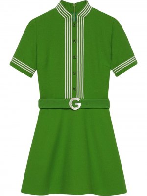 Платье с полосками и поясом Gucci. Цвет: зеленый