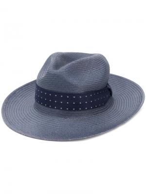 Плетеная солнцезащитная шляпа Fefè. Цвет: синий